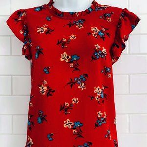 Ladies medium blouse shirt short cap sleeve by Lily White.